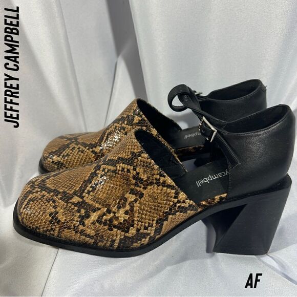 JEFFREY CAMPBELL AUDRY MARY JANES IN SNAKESKIN NWT 8.5 - Picture 2 of 7